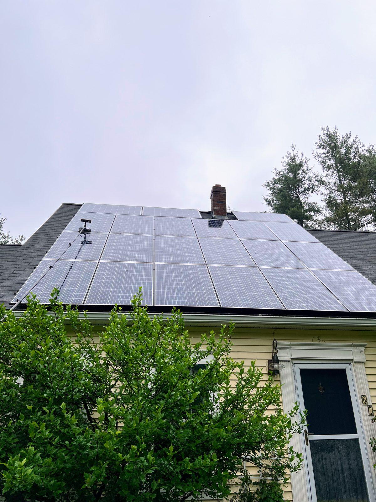 Solar Panel Cleaning in Kennebunk, ME before and after pressure washing